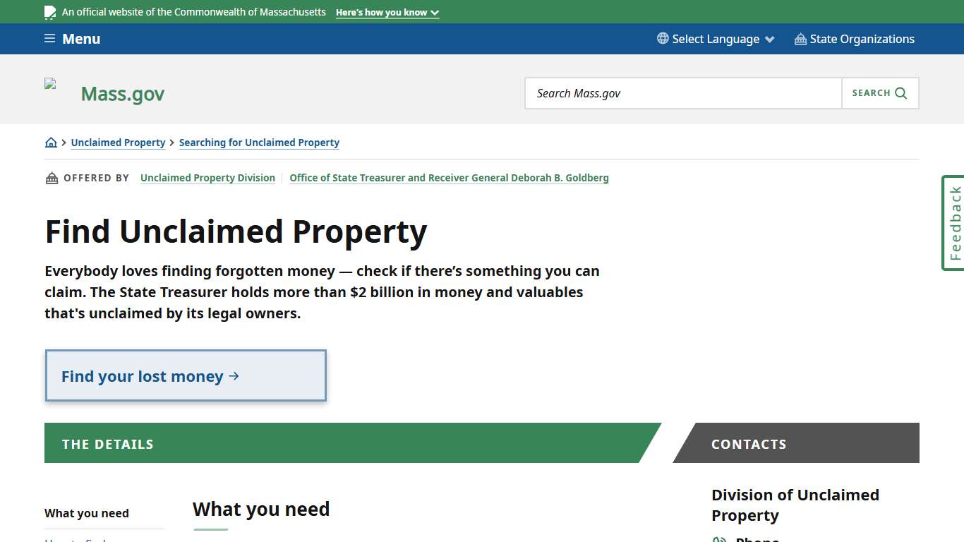 Find Unclaimed Property Mass.gov